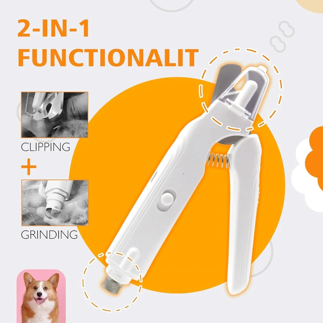 Pet Nail Clippers, Quiet Pet Nail Grinder with 2 LED Lights for Large Medium Small Puppy Dogs and Cats, Pet Nail Grooming Tool