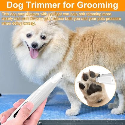 Portable Dog Paw Trimmer with Led Light Rechargeable Cordless Nail Grinder Shaver for Cats And Other Pets Nail Grooming Tools