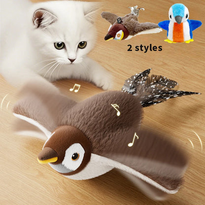 2 Styles Interactive Cat Toy Flapping Bird With Catnip Rechargeable Bird Cat Toys Touch Activated Fluffy Plush Toys For Cats