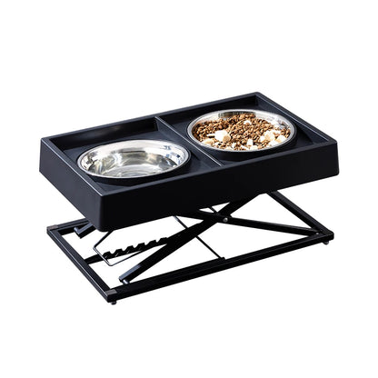 Elevated Dog Bowls 3 Adjustable Heights Raised Pet Stand with Slow Feeder Stainless Steel Food Bowls for Small Medium Large Dogs