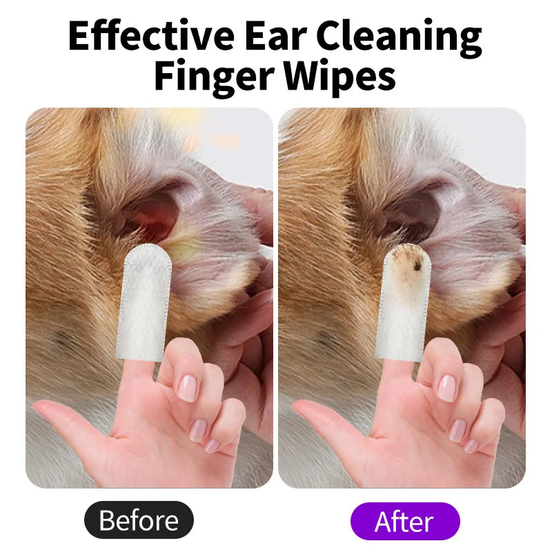Ear cleaning pet supplies, pet ear cleaning wipes, ear care finger cots, ear mite removal for cats and dogs