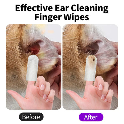 Ear cleaning pet supplies, pet ear cleaning wipes, ear care finger cots, ear mite removal for cats and dogs