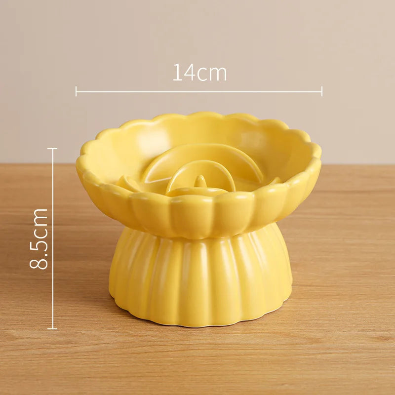 Cat Food Bowl Ceramic Elevated Cats Small Dogs Slow Feed Bowls Anti-choking Pet Eating Feeders Anti-gulping Puppy Supplies