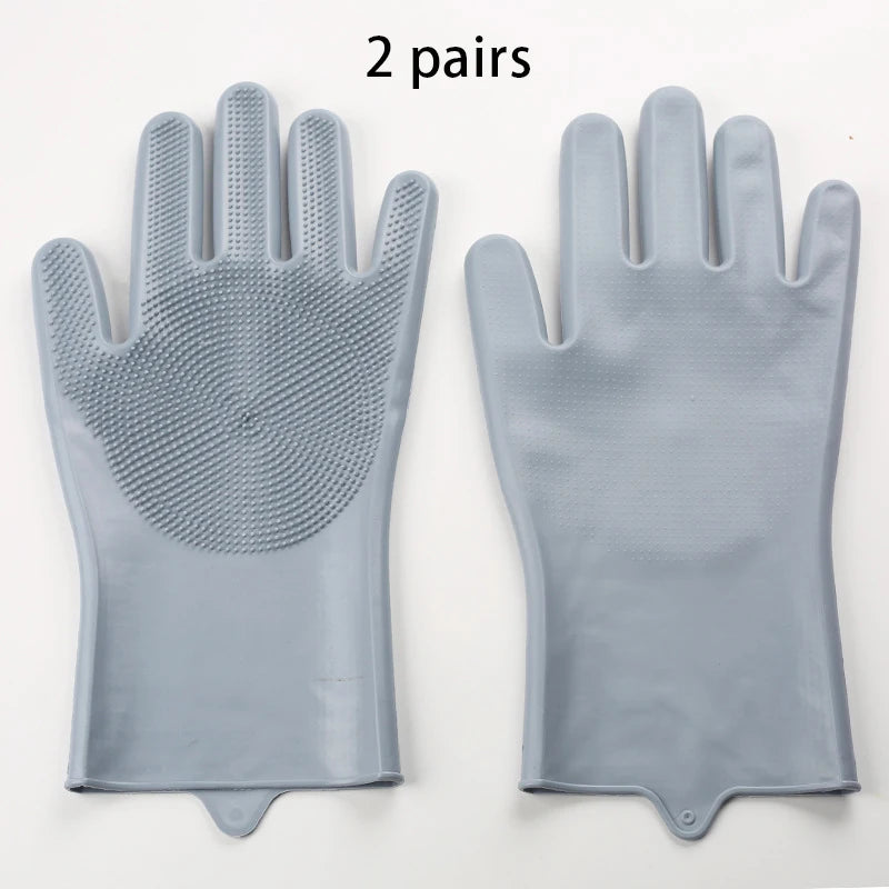 2Pcs Pet Grooming Cleaning Gloves Dog Massage Bathing Cleaning Glove Soft Silicone Hair Removal Glove Hand Skin Protection Glove