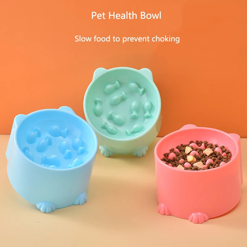 New anti-choking and high-neck protection cat bowl slow-food bowl cat dog feeder anti-overturn cat slow-food bowl pet supplies