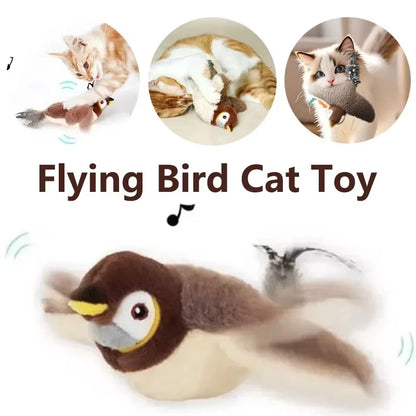 2 Styles Interactive Cat Toy Flapping Bird With Catnip Rechargeable Bird Cat Toys Touch Activated Fluffy Plush Toys For Cats