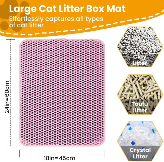 Cat Litter Mat Double Layer Pet Non Slip Big Pet Litter Box Filter MatWear Resistant Waterproof Anti-slip Cat Litter Mat