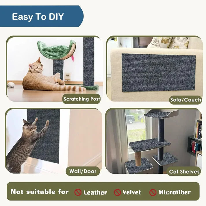 Self-Adhesive Trimmable Cat Scratching Mat Furniture & Wall Protector