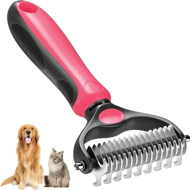 2in1 Stainless Pet Deshedding Brush Dog Hair Remover Pet Fur Knot Cutter Puppy Cat Comb Brushes Dogs Grooming Shedding Supplies