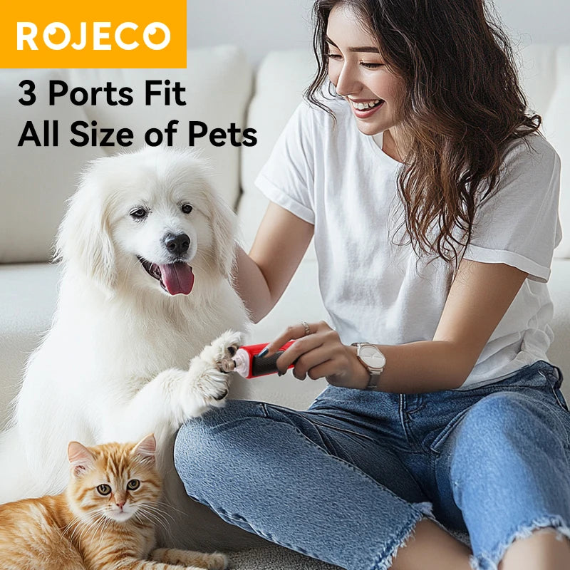 ROJECO Electric Pet Nail Grinder Dog Cat Rechargeable Nail Clippers LED Light Pet Claw Nail Grooming Trimmer Accessories