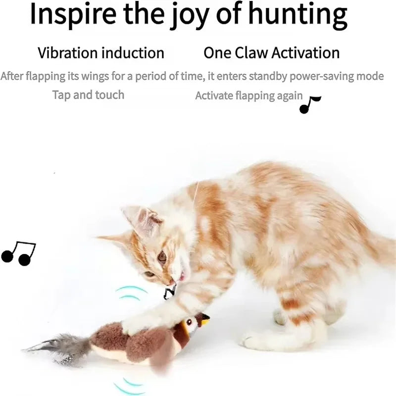 2 Styles Interactive Cat Toy Flapping Bird With Catnip Rechargeable Bird Cat Toys Touch Activated Fluffy Plush Toys For Cats