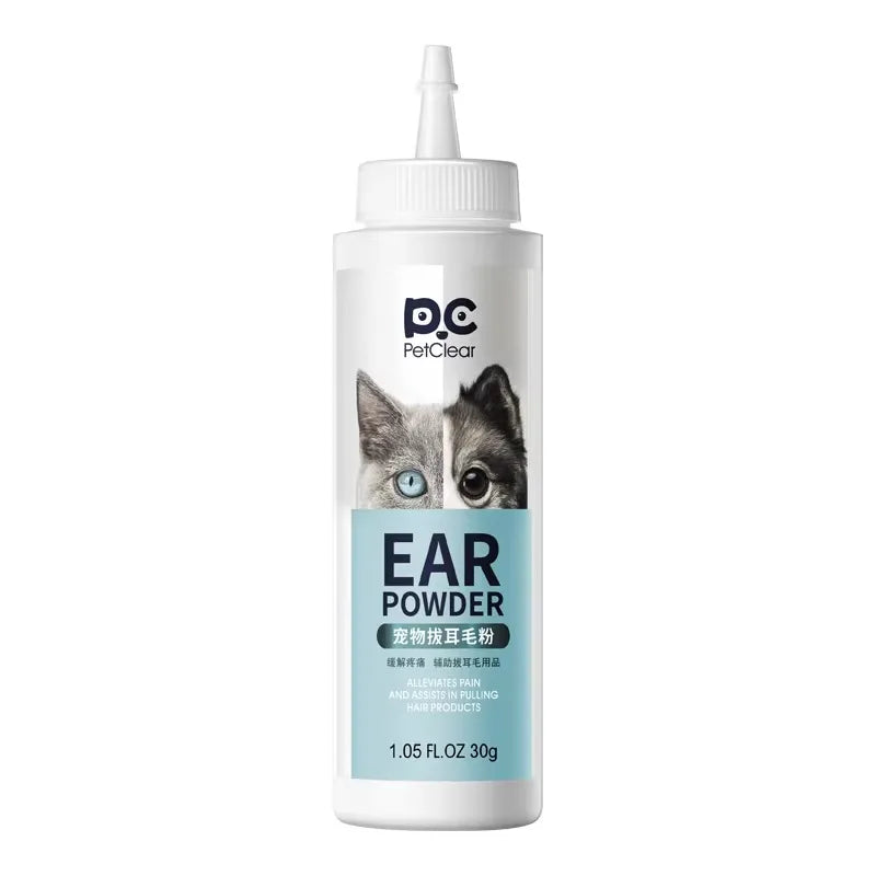 PETCLEAR Cat Dog Ear Powder Painless Ear Hair Removal Powder for Pets Easy to Remove Ear Hair Pets Cleaning Tools 30g