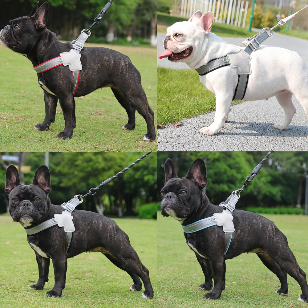 Pet Dog Harness for Small Medium Big Dogs Cats Hiking Puppy Adjustable Reflective Chest Strap French Bulldog Pug Teddy Supplies