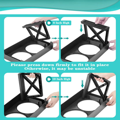 Elevated Dog Bowls 3 Adjustable Heights Raised Pet Stand with Slow Feeder Stainless Steel Food Bowls for Small Medium Large Dogs