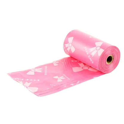 Thick & Durable Pet Poop Bags with Pink Bows - Leakproof Dog & Cat Waste Bags for Outdoor Walks, Multiple Sizes for Puppies