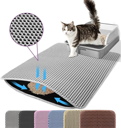 Cat Litter Mat Double Layer Pet Non Slip Big Pet Litter Box Filter MatWear Resistant Waterproof Anti-slip Cat Litter Mat