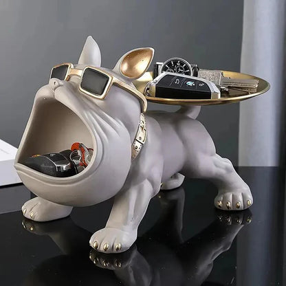 30 cm Bulldog Figurine Storage Box Resin Dog Statue & Home Decor Art Sculpture